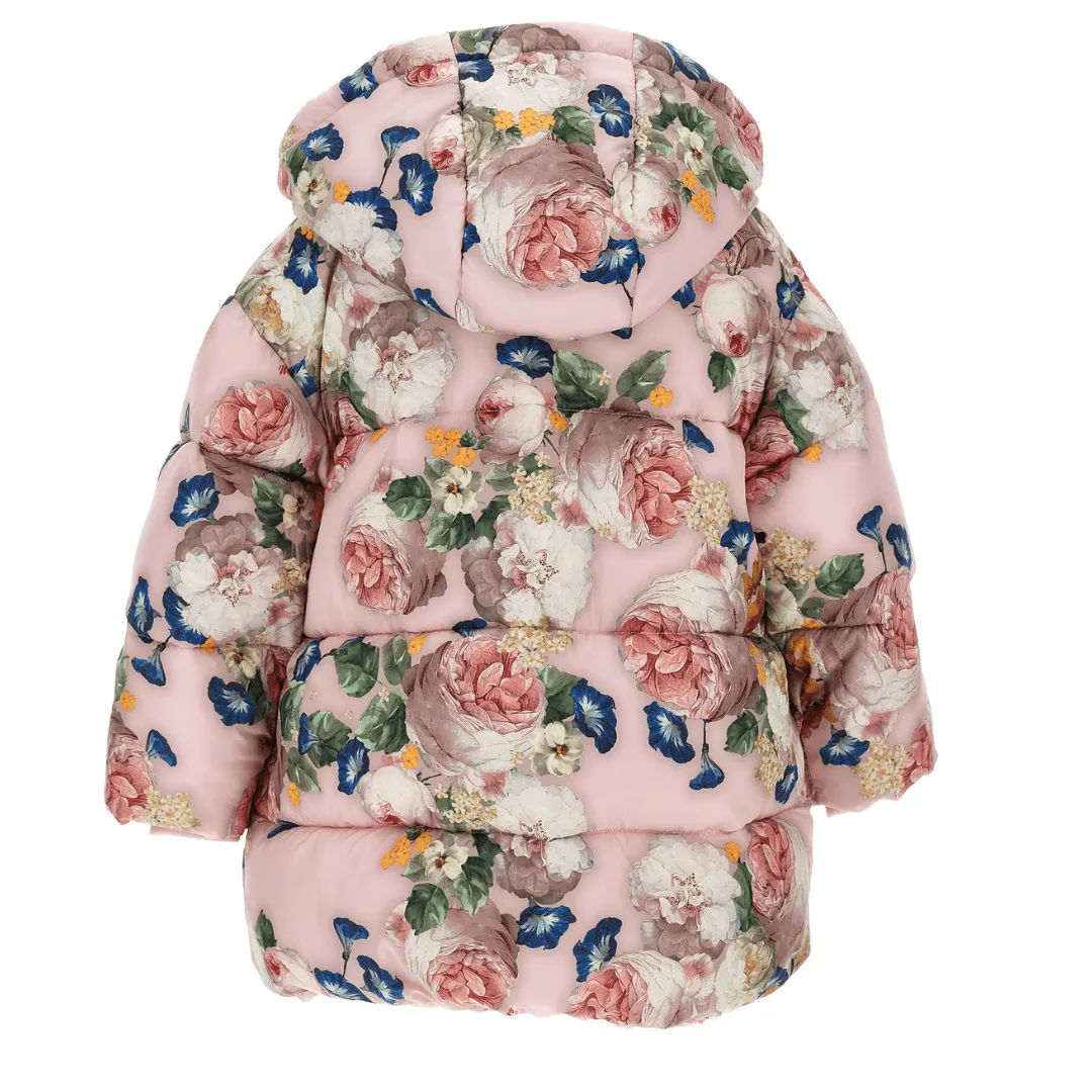 MONNALISA - Roses Puffer Coat - Pink