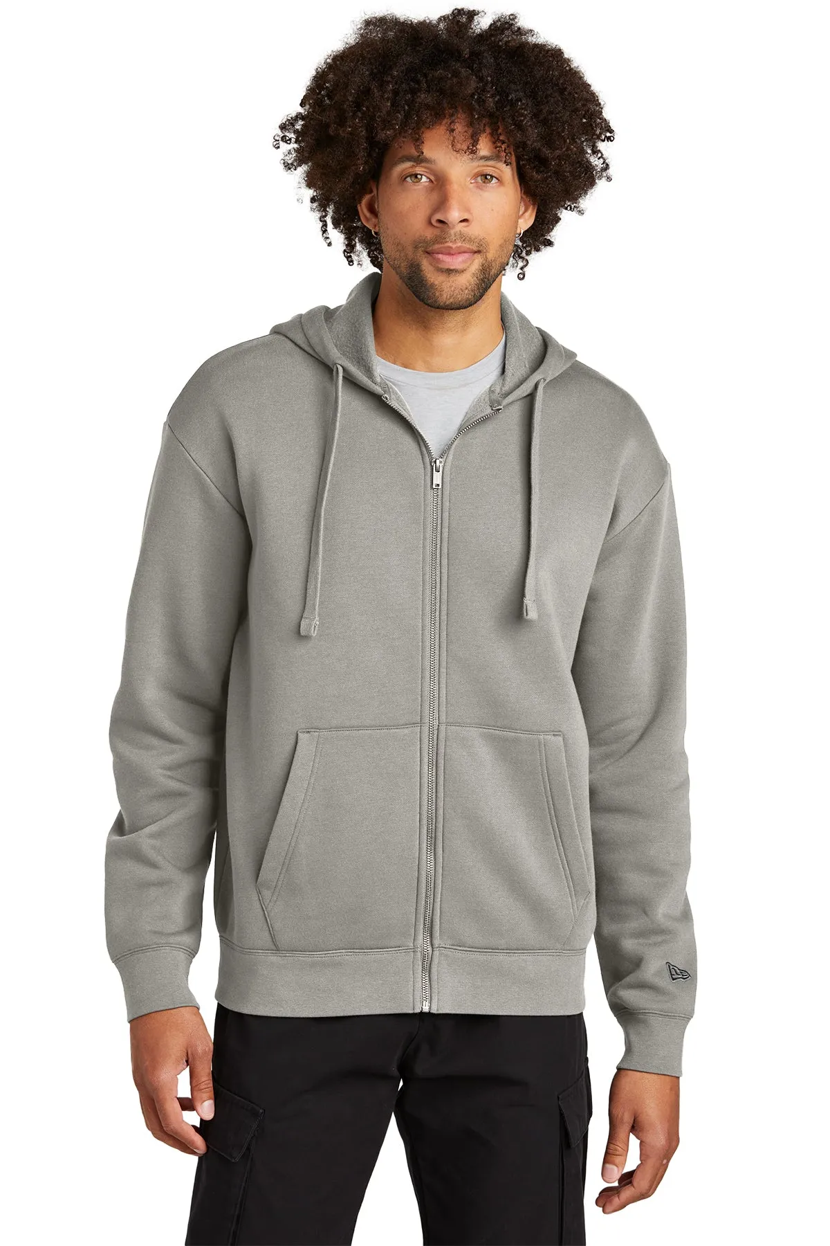 New Era Heritage Fleece Full-Zip Custom Hoodies, Rainstorm Grey