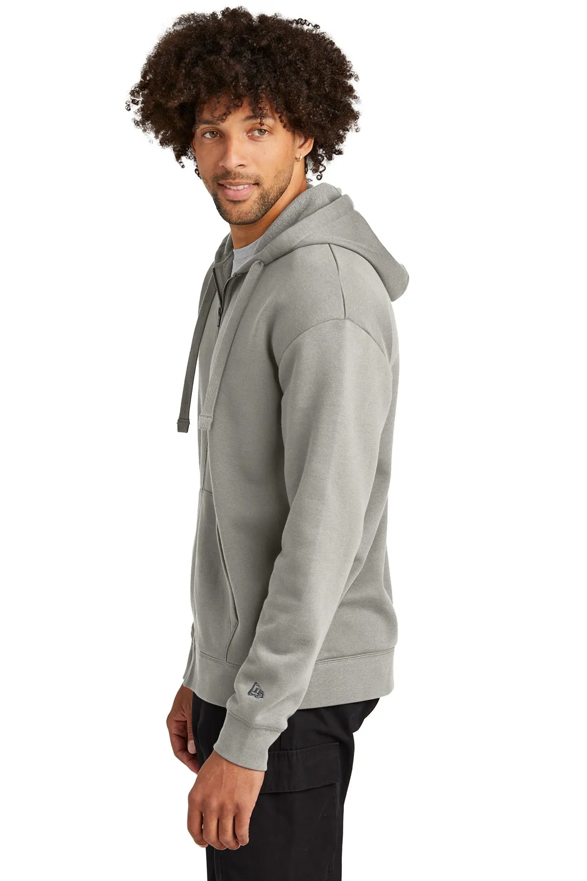 New Era Heritage Fleece Full-Zip Custom Hoodies, Rainstorm Grey