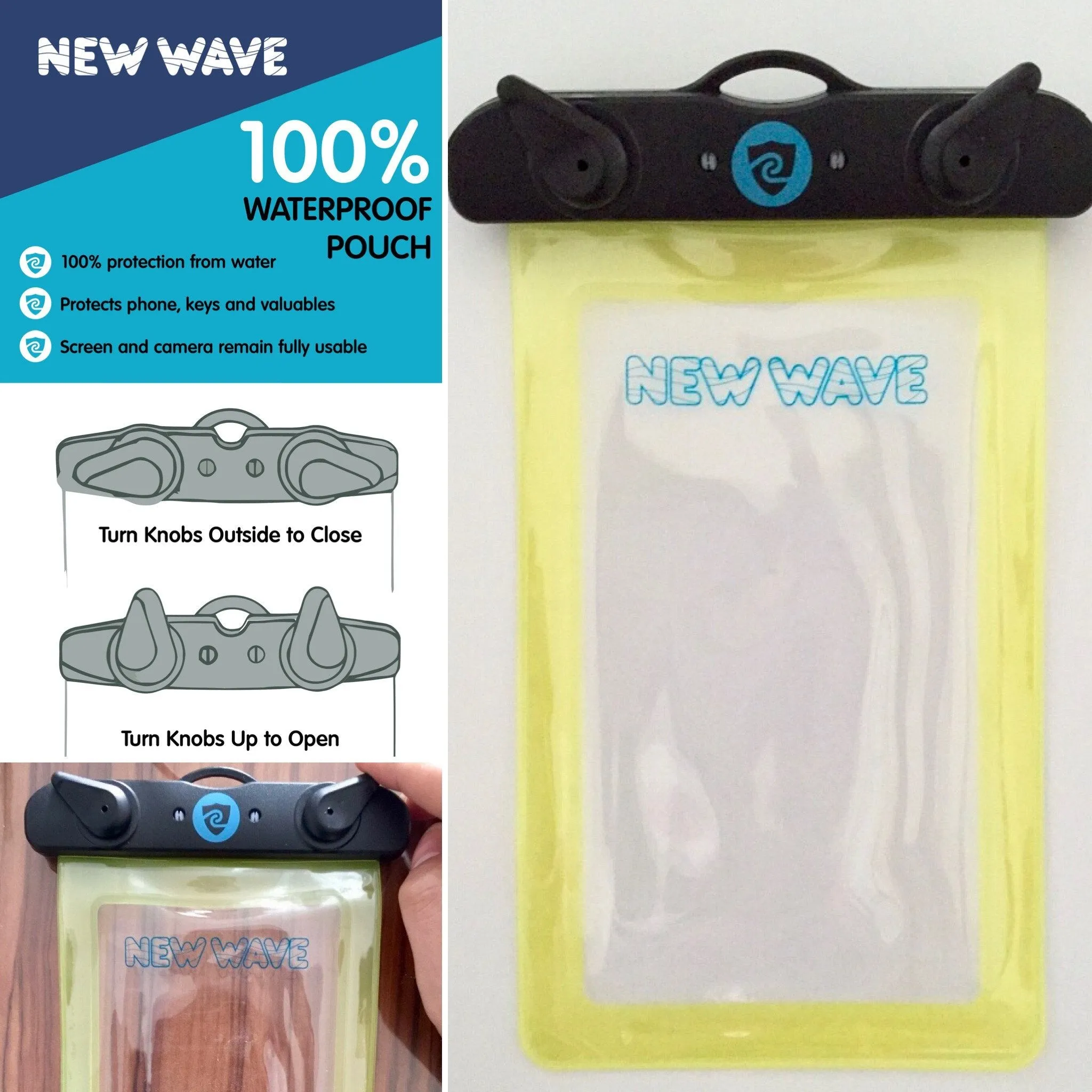 New Wave Waterproof Phone Case - Universal Dry Pouch