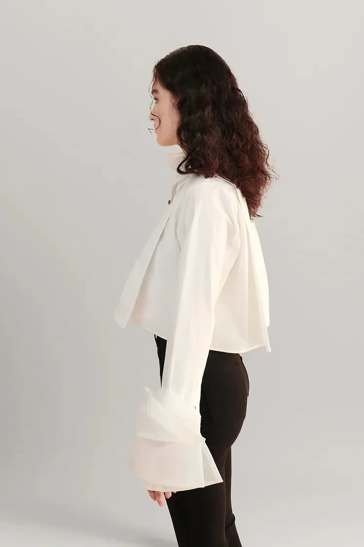 Organza cropped shirt-white