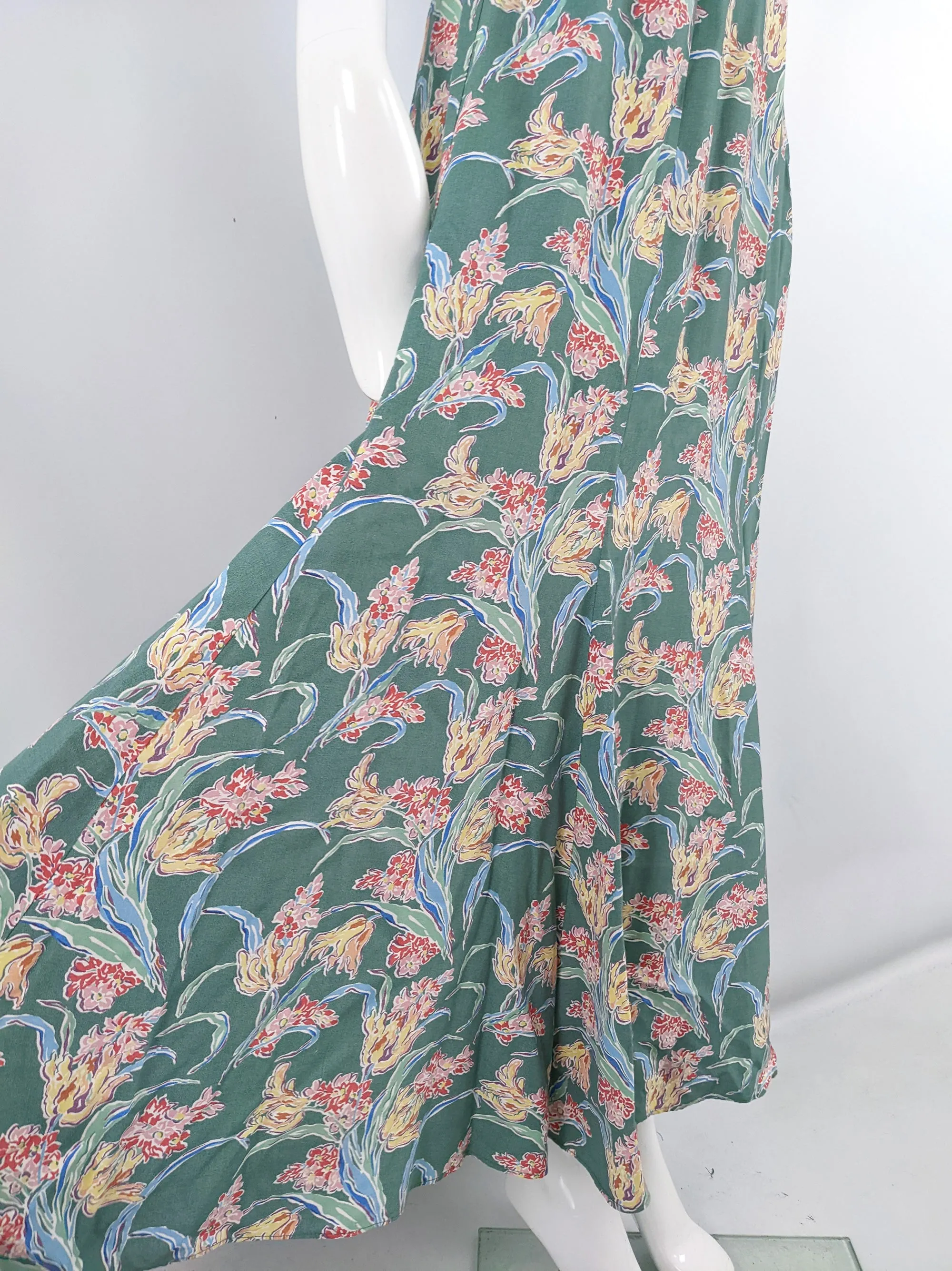 Paddy Campbell Vintage 30s Style Art Deco Floral Print Skirt, 1980s