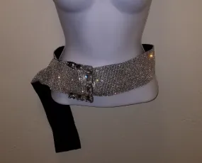 PLUS SIZE Beautiful Custom Order Rhinestone Crystal Diamante Bejeweled Silver Wide Belt