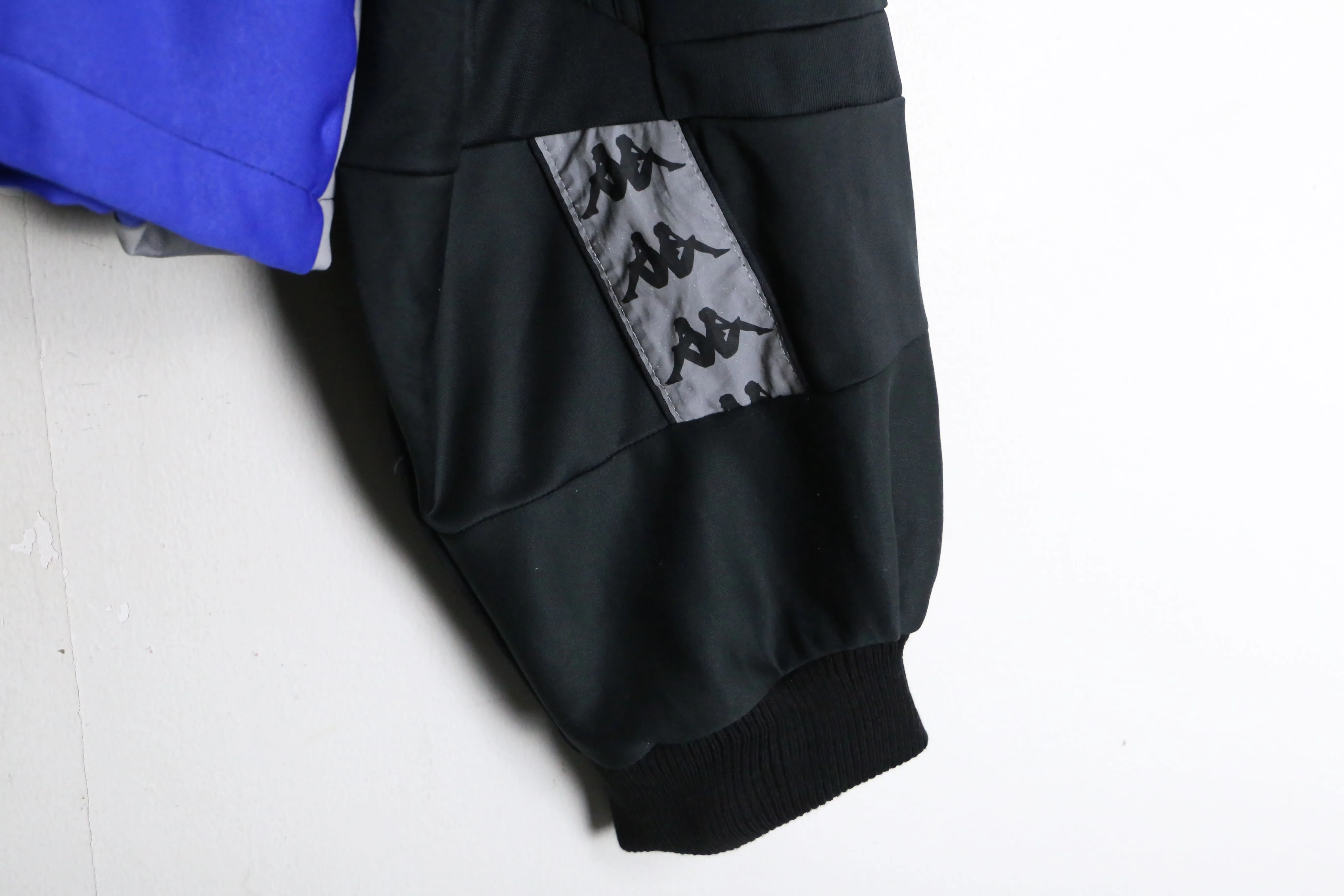 "Re:make" black×blue patchwork track jacket