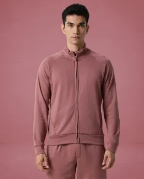 Rare Rabbit Articale Men's Azil Clay Pink High Neck Zip-Up Jacket