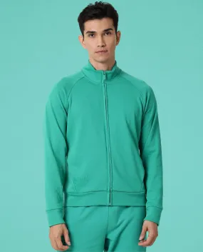 Rare Rabbit Articale Men's Azil Emerald Green High Neck Zip-Up Jacket