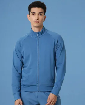 Rare Rabbit Articale Men's Azil Enamel Blue High Neck Zip-Up Jacket