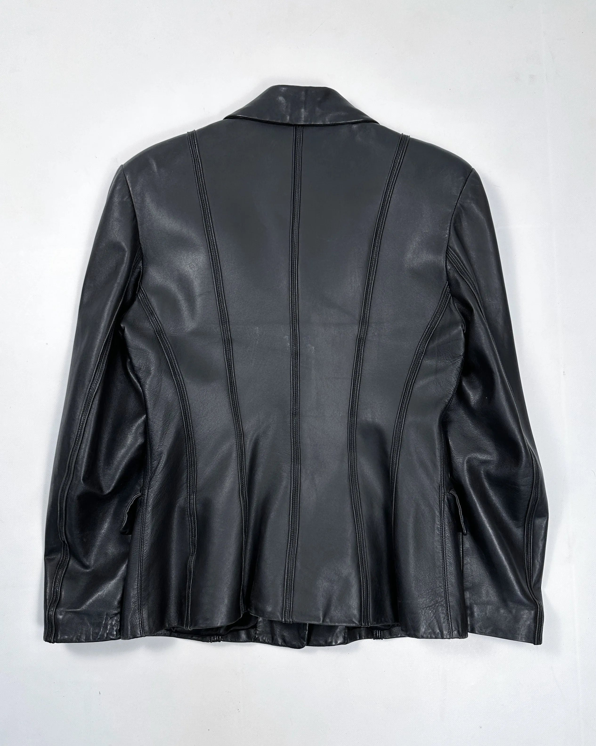 Roberto Cavalli Straight Black leather Jacket 1990's