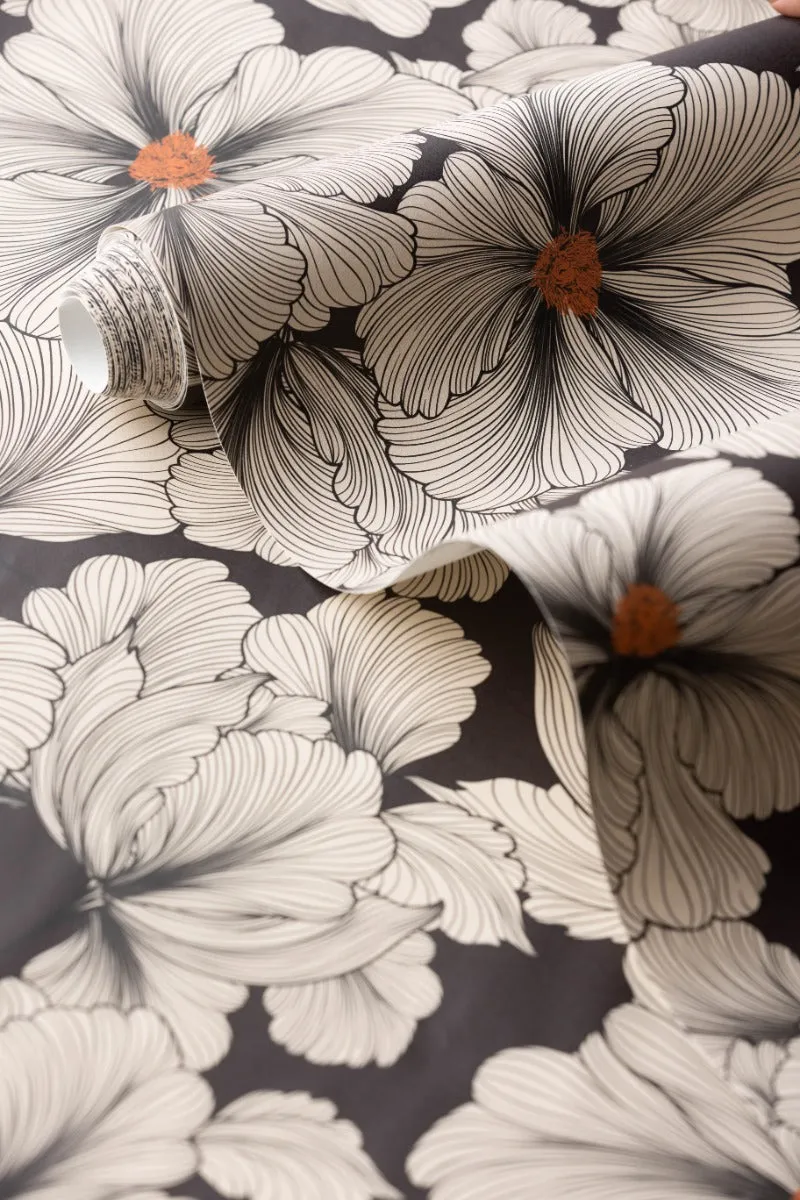 Rockett St George Bohemian Bloom Monochrome Wallpaper