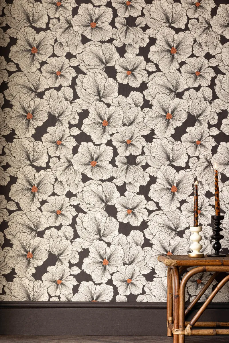 Rockett St George Bohemian Bloom Monochrome Wallpaper