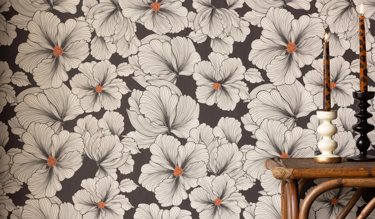 Rockett St George Bohemian Bloom Monochrome Wallpaper