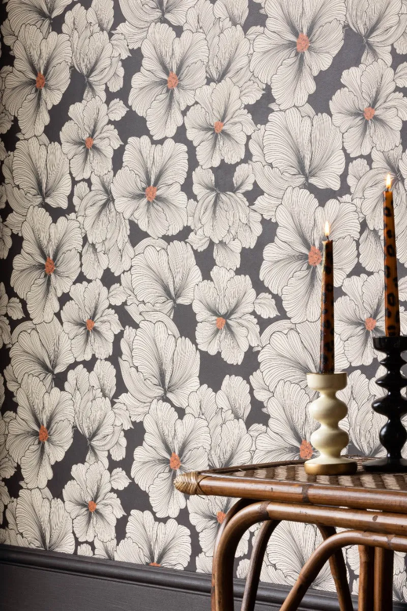 Rockett St George Bohemian Bloom Monochrome Wallpaper