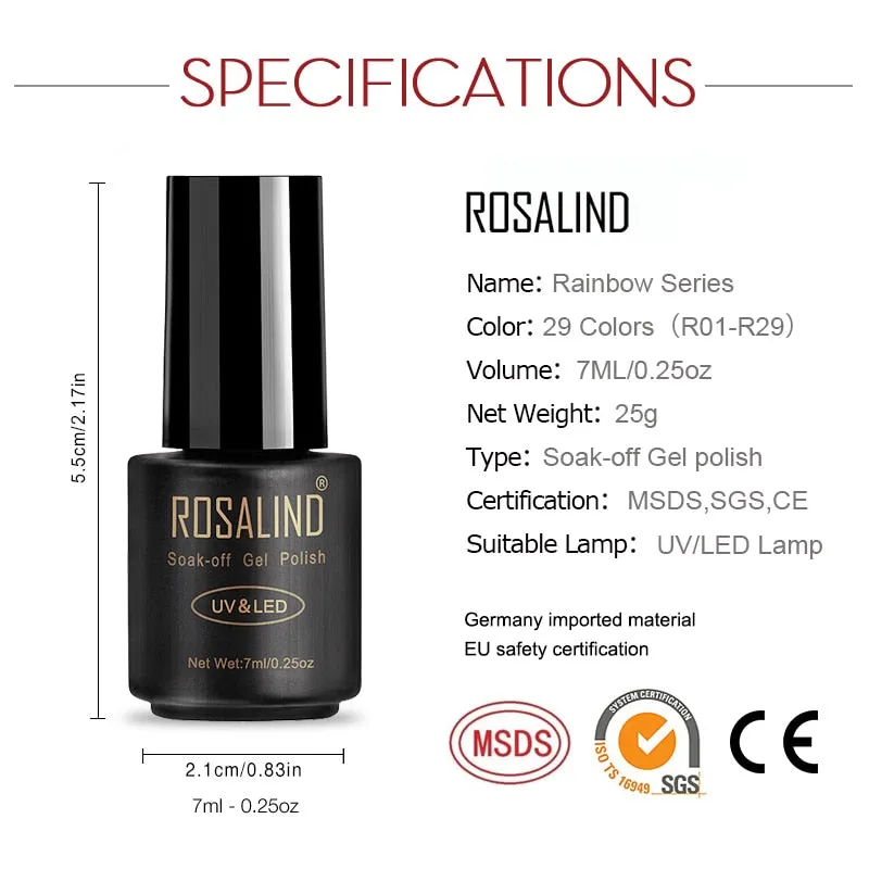 ROSALIND Gel Nail Polish All For Manicure Set 7ML Semi Permanent Vernis UV Top Coat Poly Gel Varnish Hybrid Gel Nail Polish