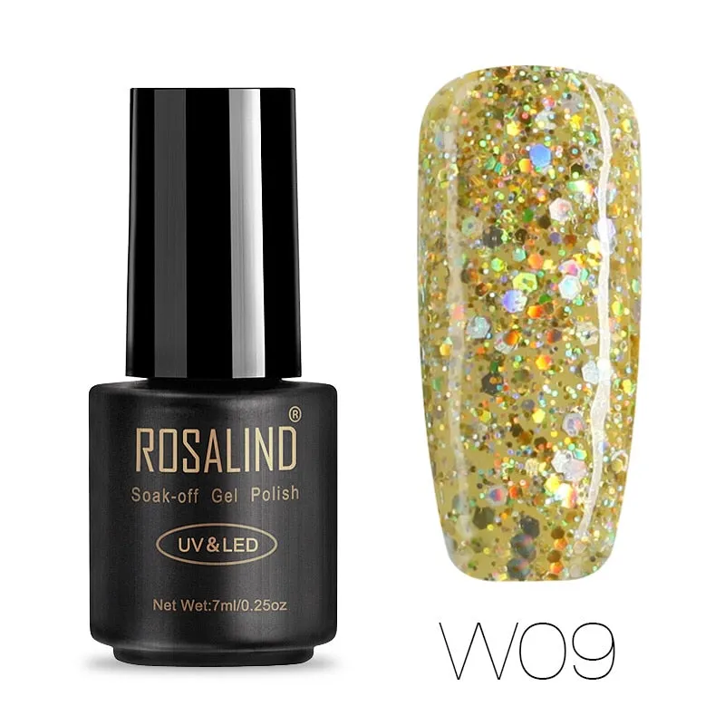 ROSALIND Hybrid Varnishes Soak Off Gel UV Gel lak Nail Polish Set Top Base Coat For Manicure Gel Glitter Semi Permanent  Acrylic