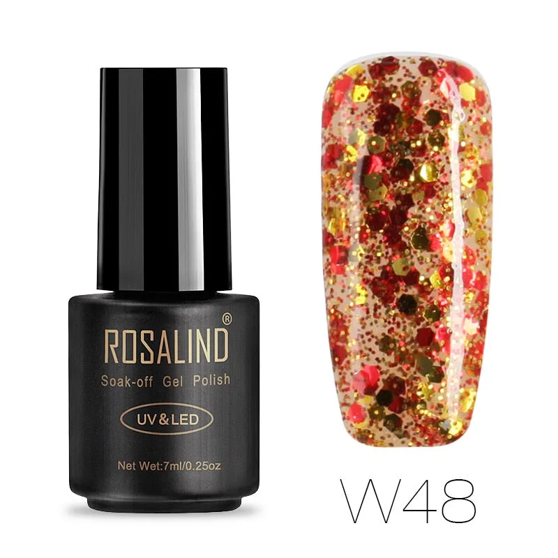 ROSALIND Hybrid Varnishes Soak Off Gel UV Gel lak Nail Polish Set Top Base Coat For Manicure Gel Glitter Semi Permanent  Acrylic