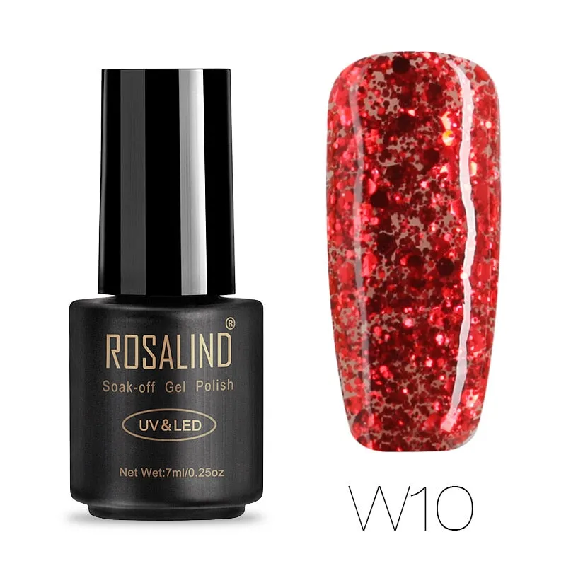 ROSALIND Hybrid Varnishes Soak Off Gel UV Gel lak Nail Polish Set Top Base Coat For Manicure Gel Glitter Semi Permanent  Acrylic