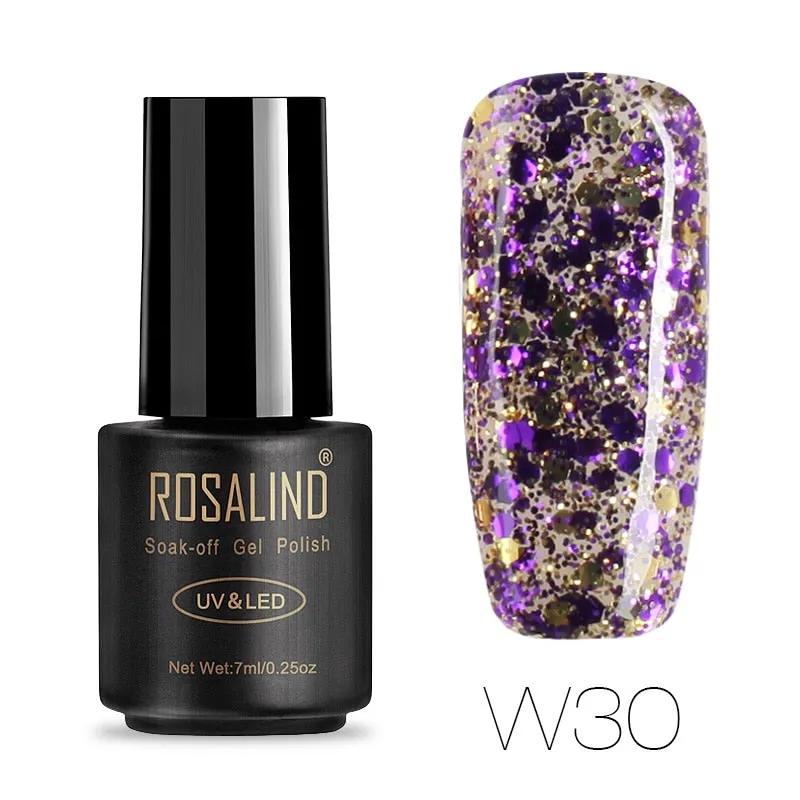 ROSALIND Hybrid Varnishes Soak Off Gel UV Gel lak Nail Polish Set Top Base Coat For Manicure Gel Glitter Semi Permanent  Acrylic