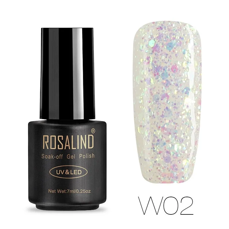 ROSALIND Hybrid Varnishes Soak Off Gel UV Gel lak Nail Polish Set Top Base Coat For Manicure Gel Glitter Semi Permanent  Acrylic