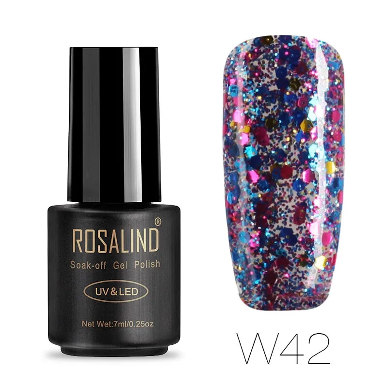 ROSALIND Hybrid Varnishes Soak Off Gel UV Gel lak Nail Polish Set Top Base Coat For Manicure Gel Glitter Semi Permanent  Acrylic