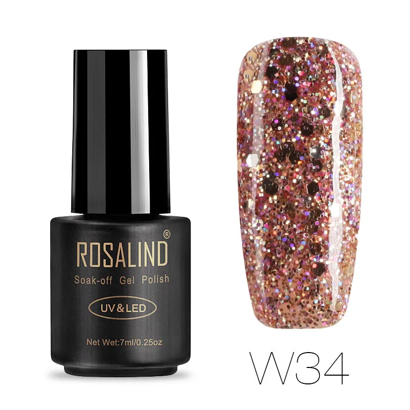 ROSALIND Hybrid Varnishes Soak Off Gel UV Gel lak Nail Polish Set Top Base Coat For Manicure Gel Glitter Semi Permanent  Acrylic