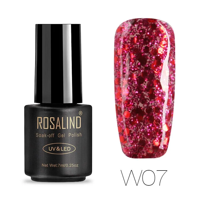 ROSALIND Hybrid Varnishes Soak Off Gel UV Gel lak Nail Polish Set Top Base Coat For Manicure Gel Glitter Semi Permanent  Acrylic