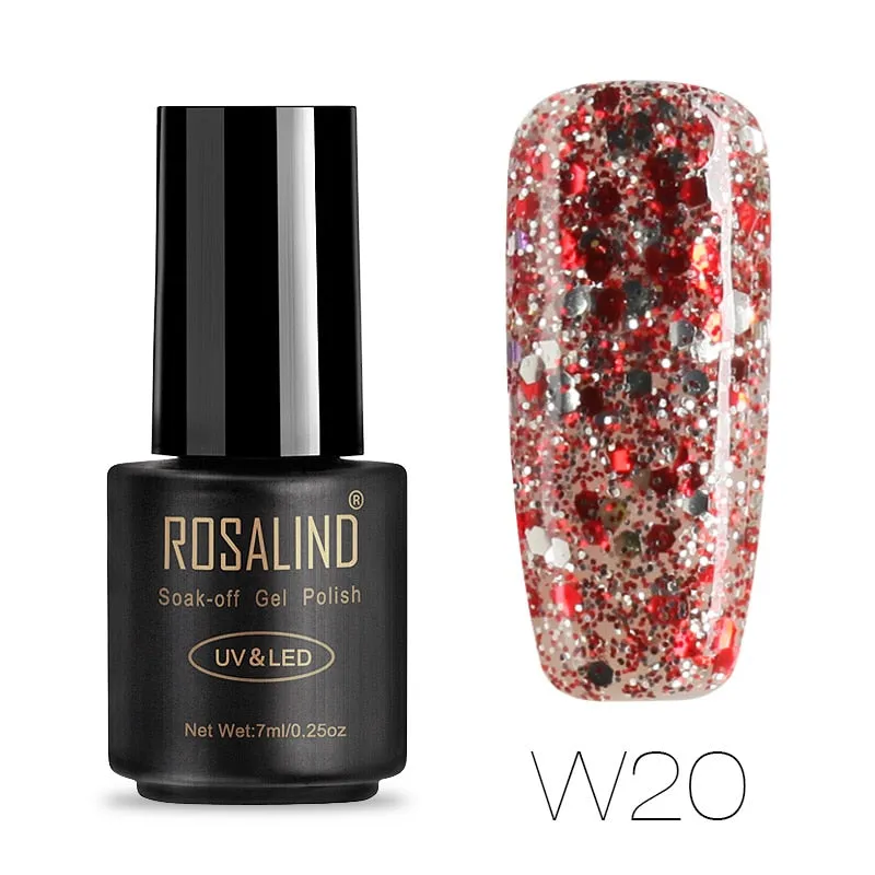 ROSALIND Hybrid Varnishes Soak Off Gel UV Gel lak Nail Polish Set Top Base Coat For Manicure Gel Glitter Semi Permanent  Acrylic