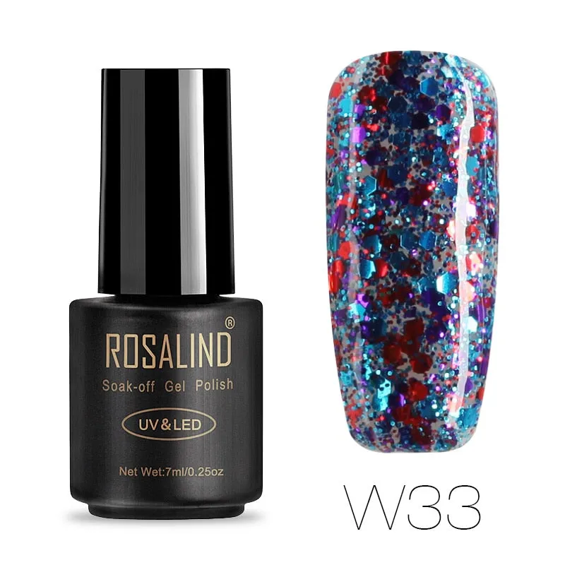 ROSALIND Hybrid Varnishes Soak Off Gel UV Gel lak Nail Polish Set Top Base Coat For Manicure Gel Glitter Semi Permanent  Acrylic