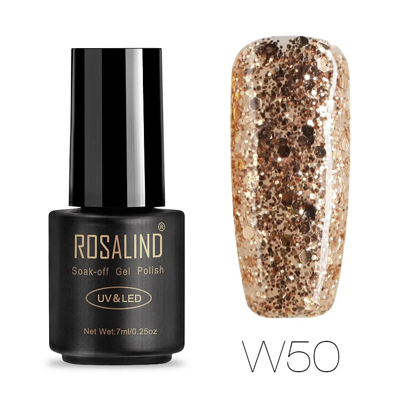 ROSALIND Hybrid Varnishes Soak Off Gel UV Gel lak Nail Polish Set Top Base Coat For Manicure Gel Glitter Semi Permanent  Acrylic