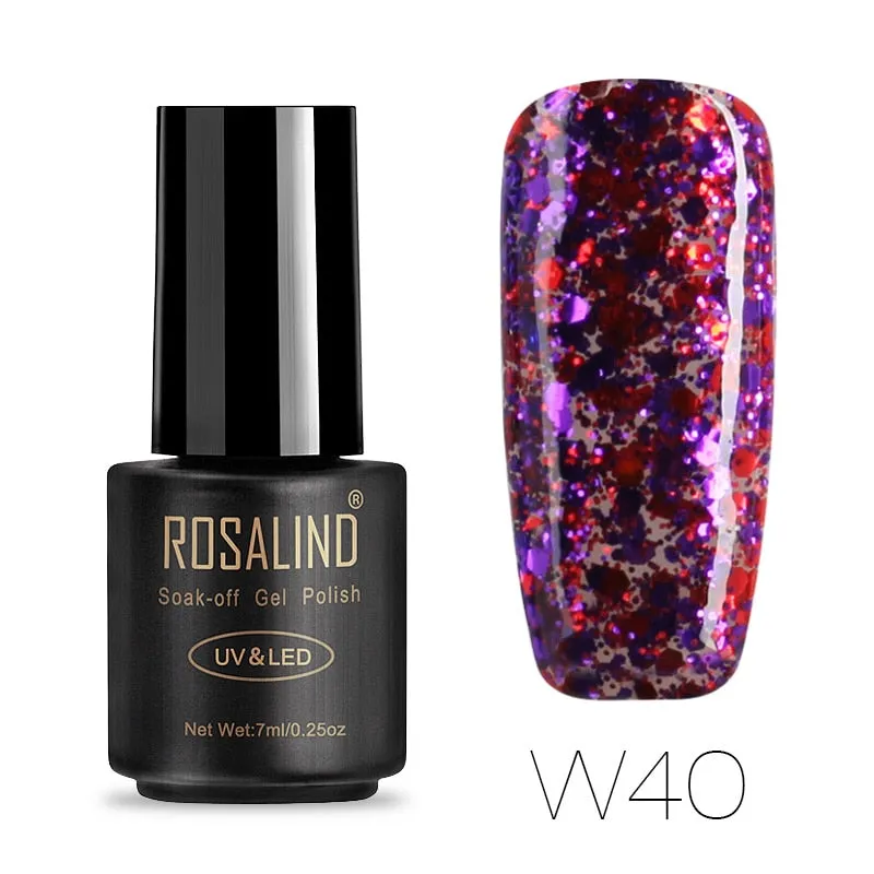 ROSALIND Hybrid Varnishes Soak Off Gel UV Gel lak Nail Polish Set Top Base Coat For Manicure Gel Glitter Semi Permanent  Acrylic