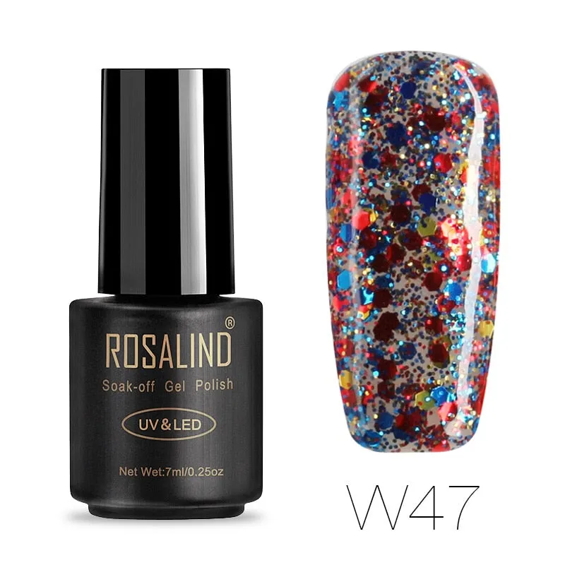 ROSALIND Hybrid Varnishes Soak Off Gel UV Gel lak Nail Polish Set Top Base Coat For Manicure Gel Glitter Semi Permanent  Acrylic