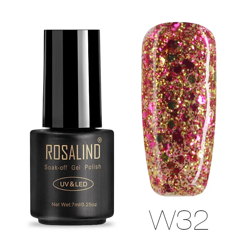 ROSALIND Hybrid Varnishes Soak Off Gel UV Gel lak Nail Polish Set Top Base Coat For Manicure Gel Glitter Semi Permanent  Acrylic