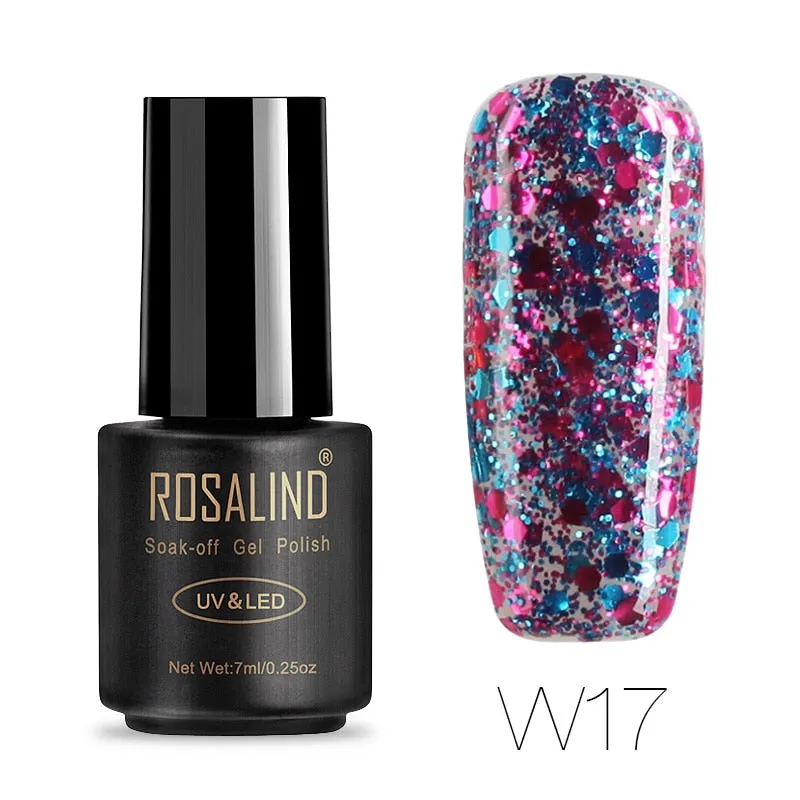 ROSALIND Hybrid Varnishes Soak Off Gel UV Gel lak Nail Polish Set Top Base Coat For Manicure Gel Glitter Semi Permanent  Acrylic