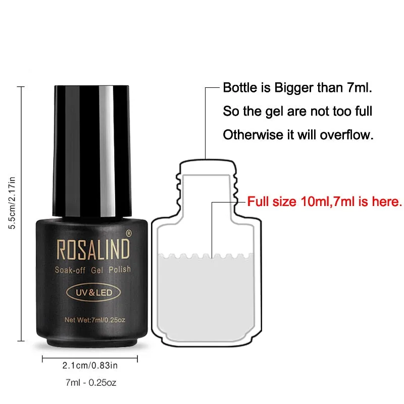 ROSALIND Hybrid Varnishes Soak Off Gel UV Gel lak Nail Polish Set Top Base Coat For Manicure Gel Glitter Semi Permanent  Acrylic