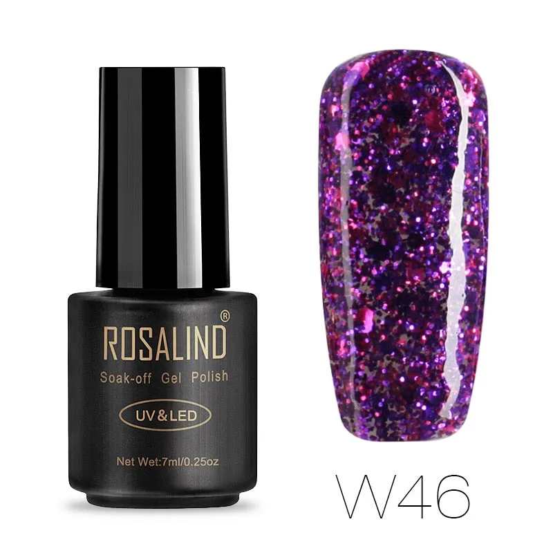 ROSALIND Hybrid Varnishes Soak Off Gel UV Gel lak Nail Polish Set Top Base Coat For Manicure Gel Glitter Semi Permanent  Acrylic