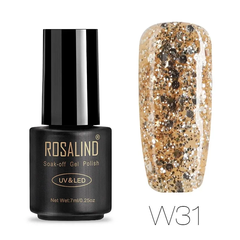 ROSALIND Hybrid Varnishes Soak Off Gel UV Gel lak Nail Polish Set Top Base Coat For Manicure Gel Glitter Semi Permanent  Acrylic