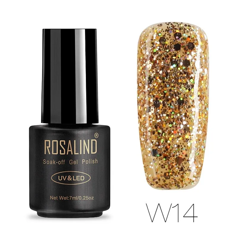 ROSALIND Hybrid Varnishes Soak Off Gel UV Gel lak Nail Polish Set Top Base Coat For Manicure Gel Glitter Semi Permanent  Acrylic