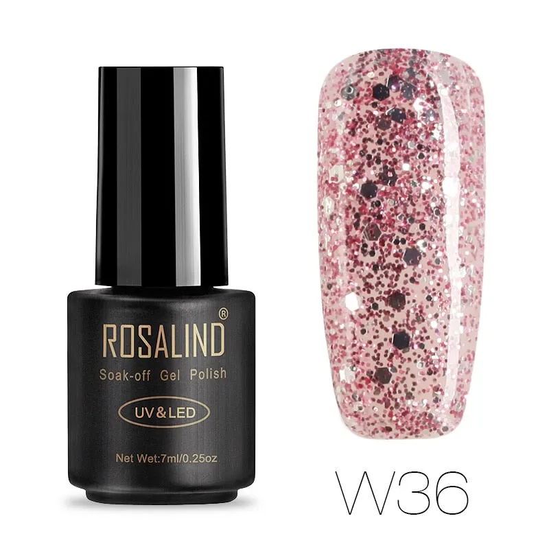 ROSALIND Hybrid Varnishes Soak Off Gel UV Gel lak Nail Polish Set Top Base Coat For Manicure Gel Glitter Semi Permanent  Acrylic