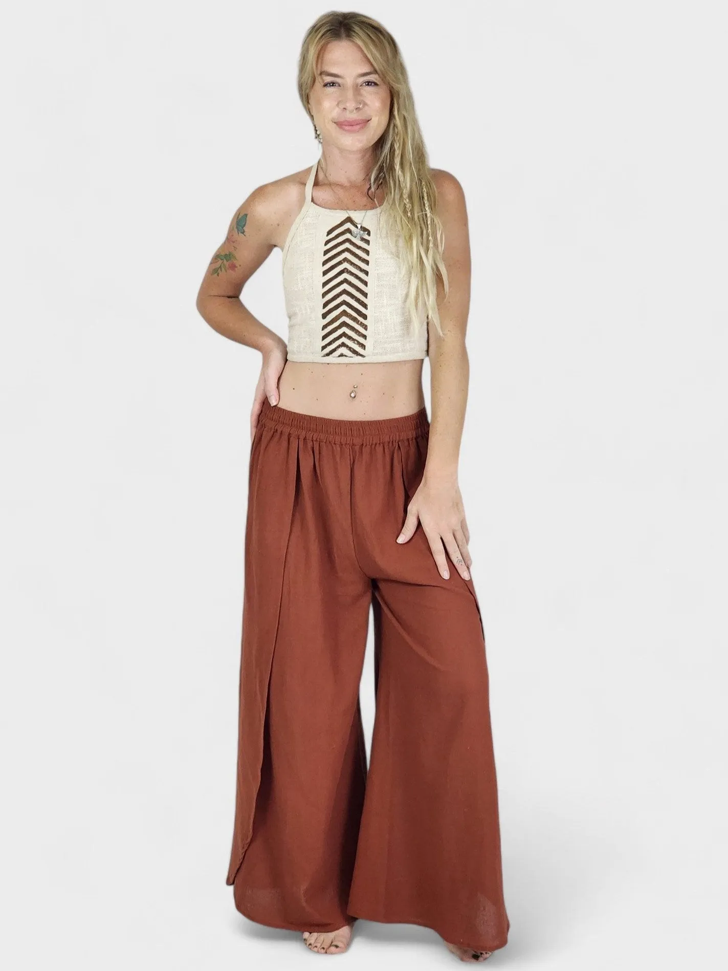 Rust Jute Fly Away Trousers