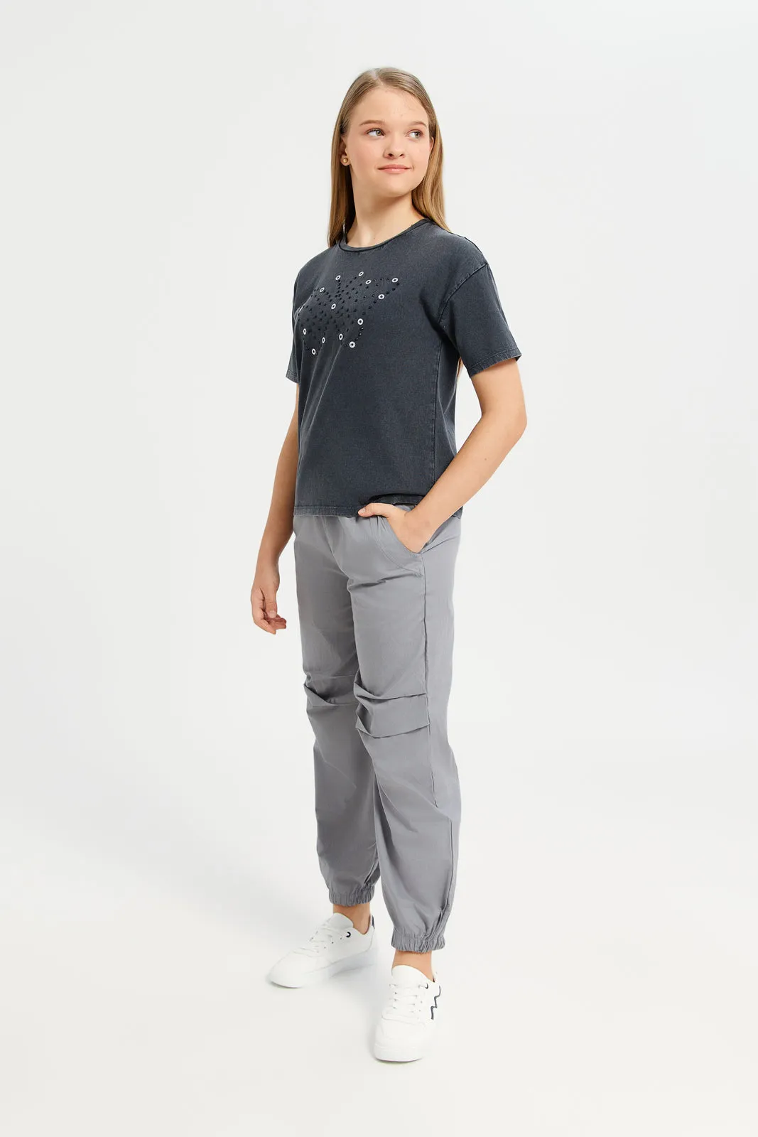 Senior Girls Grey Casual Trousers