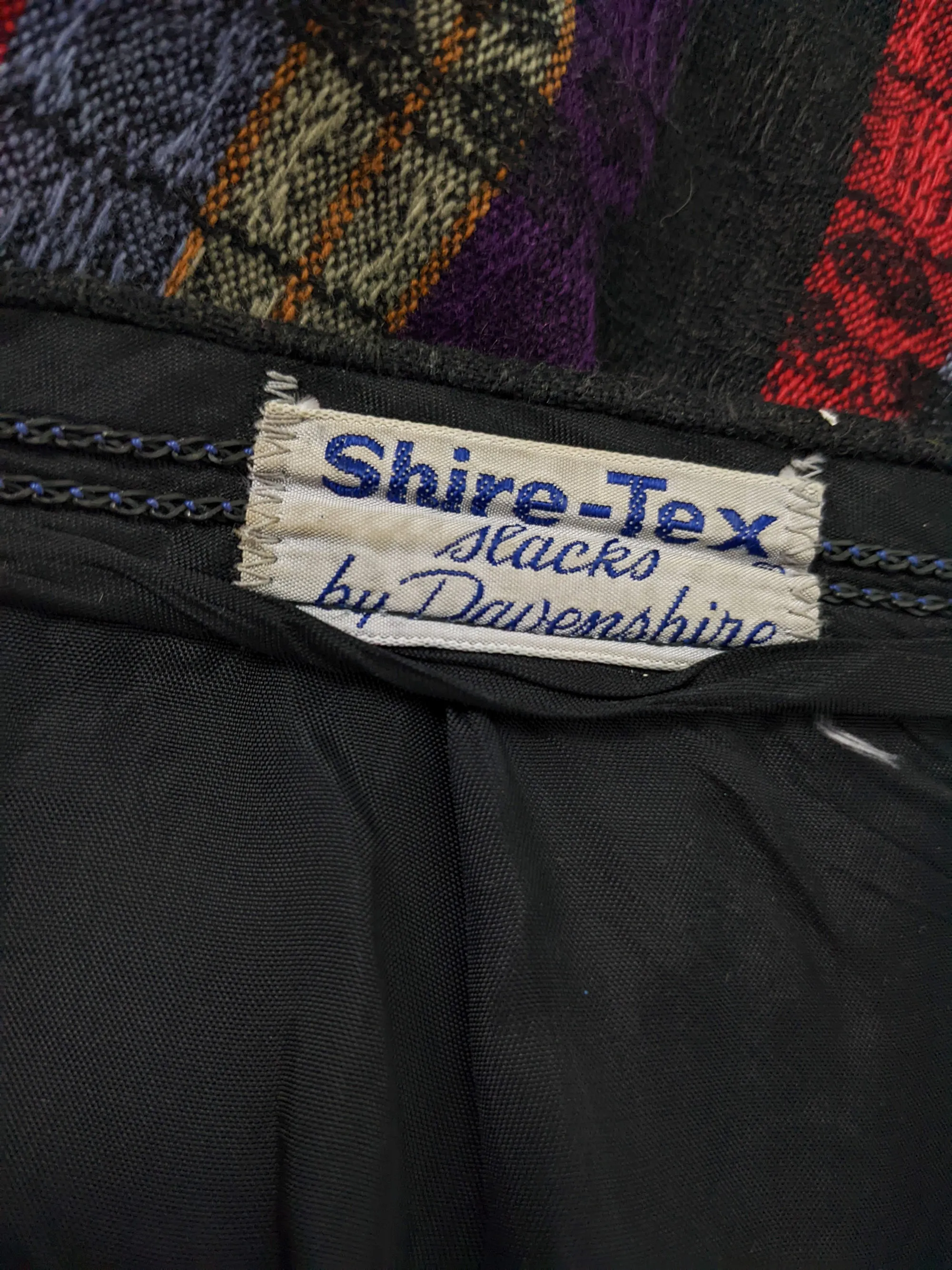 Shire Tex Vintage Multicoloured Woven Cotton High Waist Trousers, 1960s