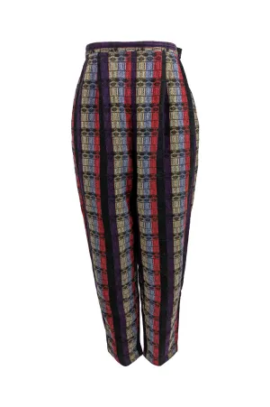 Shire Tex Vintage Multicoloured Woven Cotton High Waist Trousers, 1960s