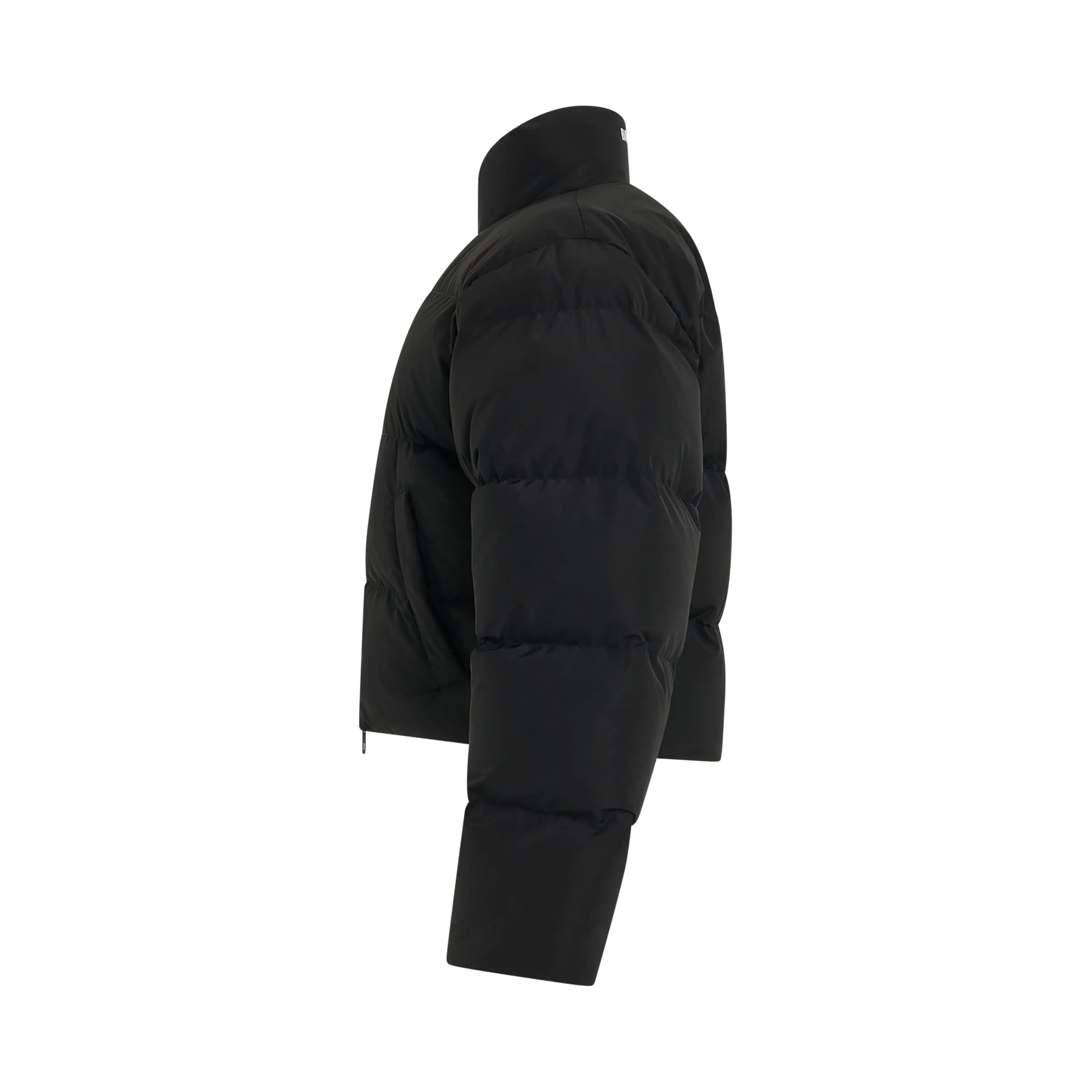 Shrunk Patent Puffer Jacket in Black