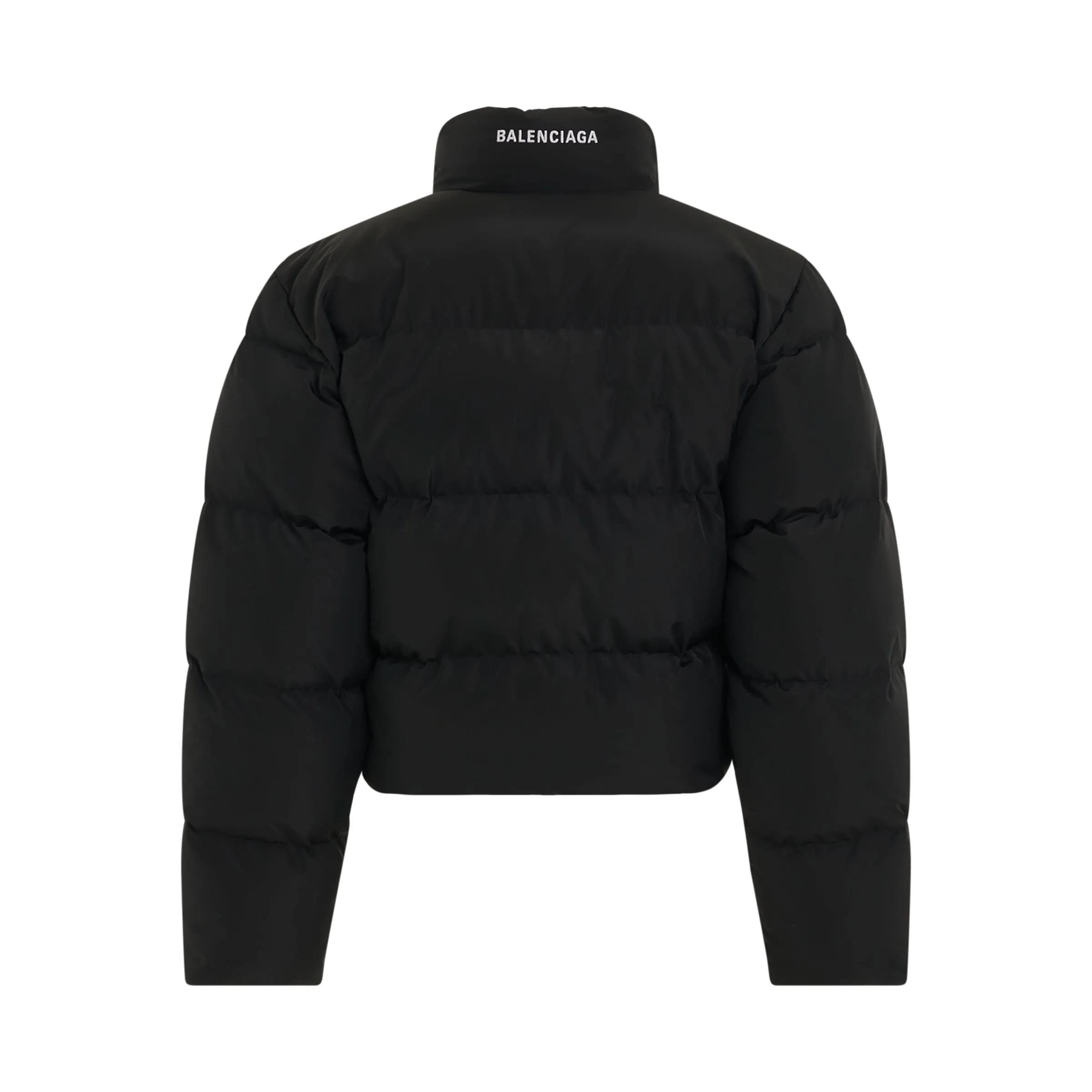 Shrunk Patent Puffer Jacket in Black