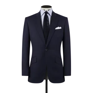 Single Breasted Notch Lapel Suit in Mid Blue Plain Weave