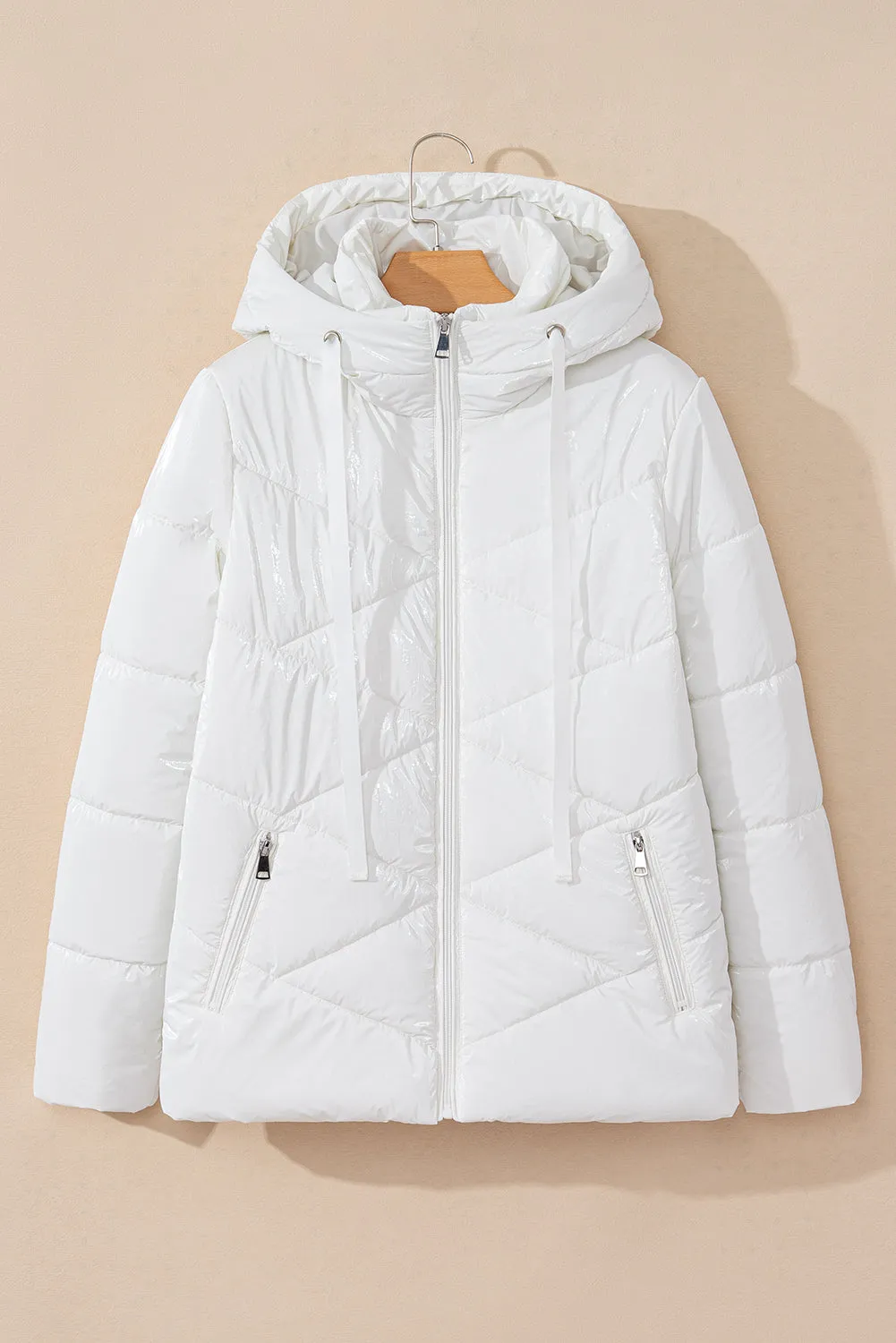 Solid Quilted Hooded Puffer Jacket