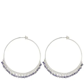 Sterling Silver Large Iolite Endless Hoop Earrings