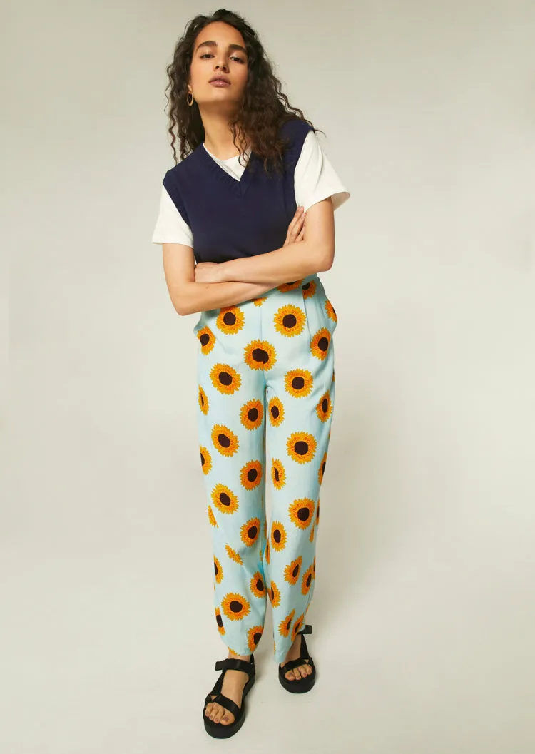 Sunflowers Print Trousers