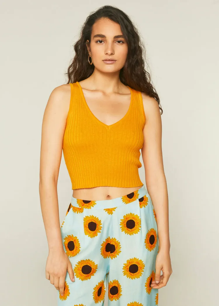 Sunflowers Print Trousers