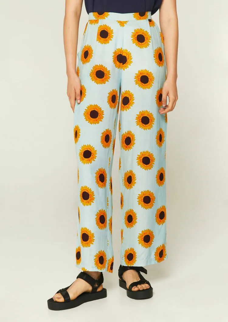 Sunflowers Print Trousers