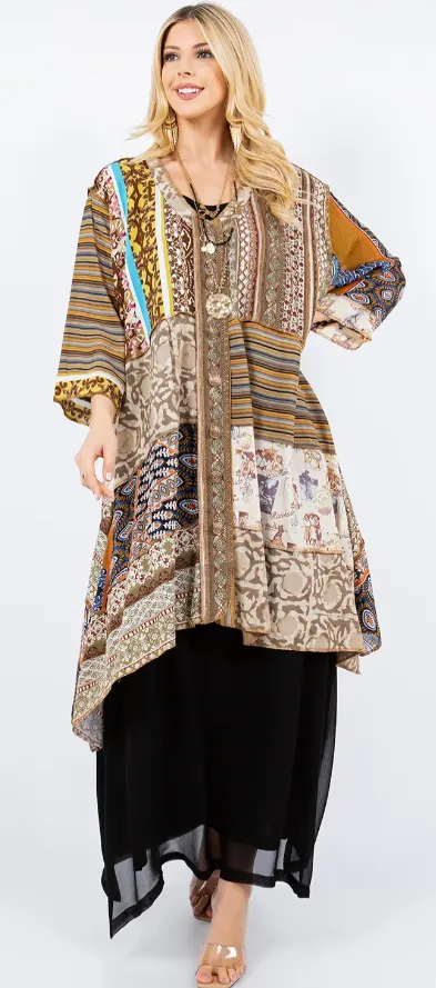 Sunheart  I'm Hard to Resist Boho Tunic Top Jacket Hippie Chic Resort Wear Sml-2X